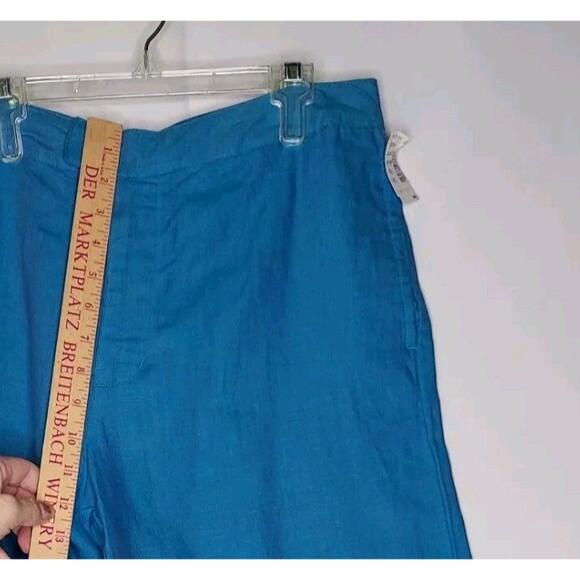 Sigrid Olsen Vtg Linen Capris Womens 12P Blue Woven Pocket Zipper 90's Y2K - Picture 6 of 10